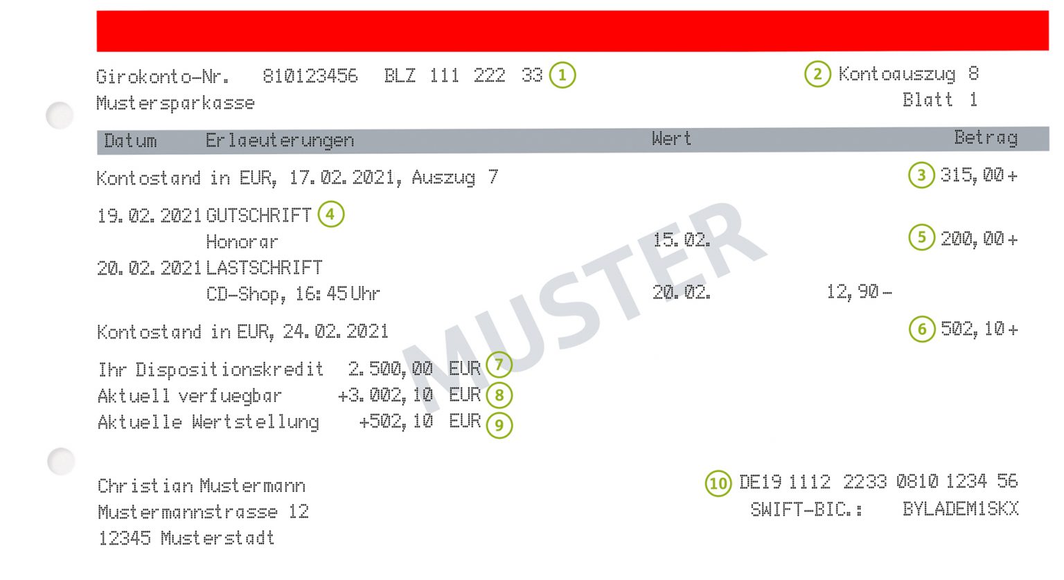 So lesen Sie den Kontoauszug richtig Beratungsdienst Geld und Haushalt