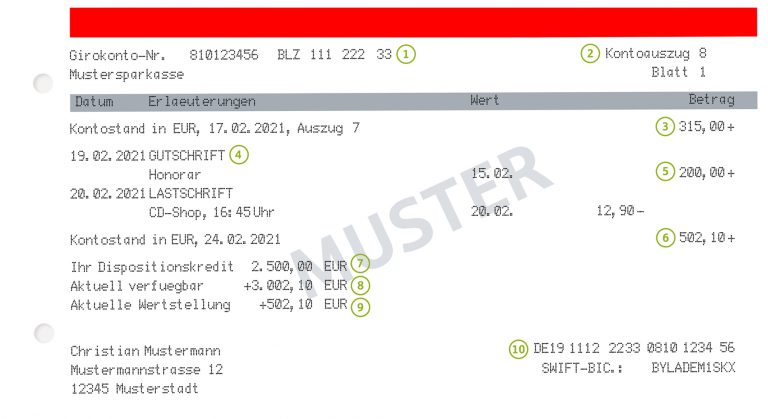 So lesen Sie den Kontoauszug richtig - Beratungsdienst Geld und Haushalt