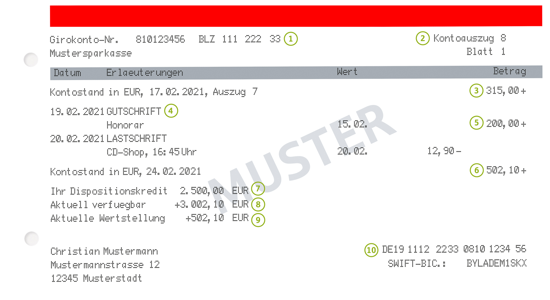 So lesen Sie den Kontoauszug richtig Beratungsdienst Geld und Haushalt